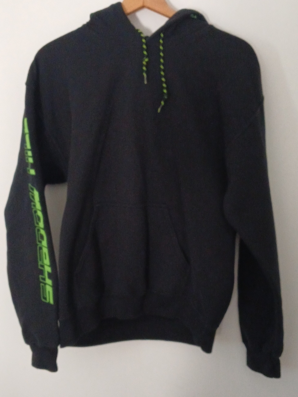 Shadow Hill Black Hoodie with Neon Green Accents
